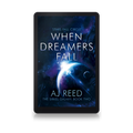 When Dreamers Fall by AJ Reed, ebook on an e-reader