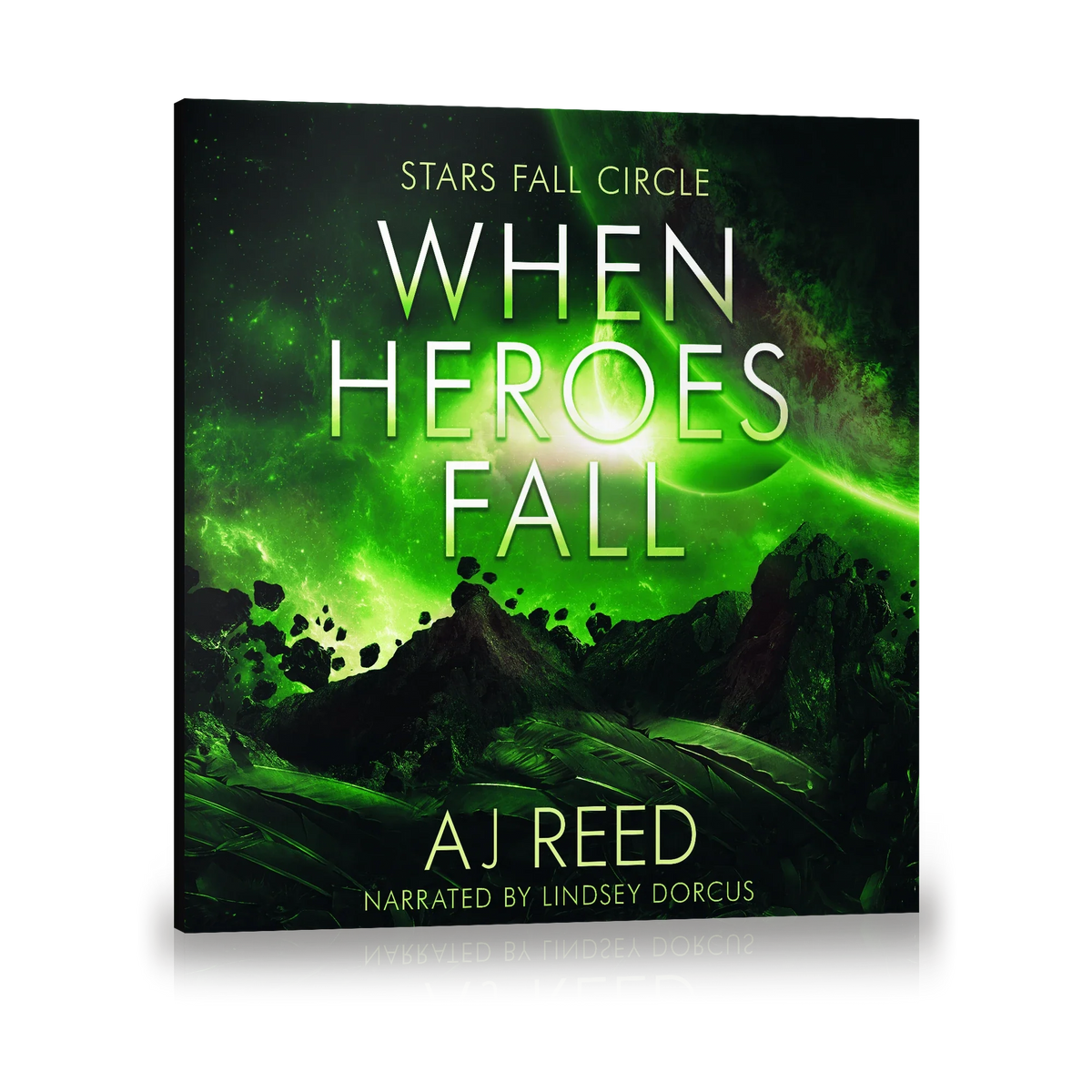 When Heroes Fall by AJ Reed, audiobook cover, narrated by Lindsey Dorcus