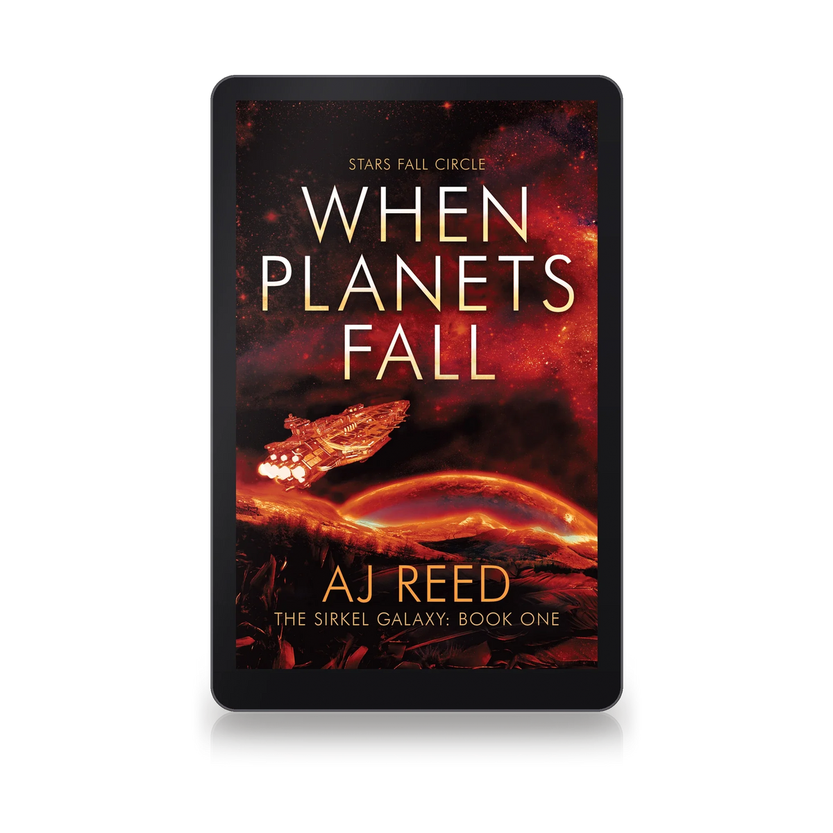 When Planets Fall by AJ Reed, ebook on an e-reader