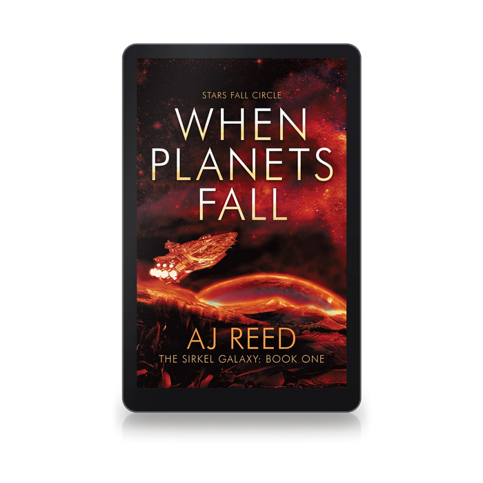 When Planets Fall by AJ Reed, ebook on an e-reader